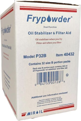 MirOil P32B Fry Powder Oil Stabilizer Filter Aid, 32 x Size B Portion Pack (240 ML Each), Deep Fryer Cooking Oil Saver, Removes Carbon Deposits in Saudi Arabia