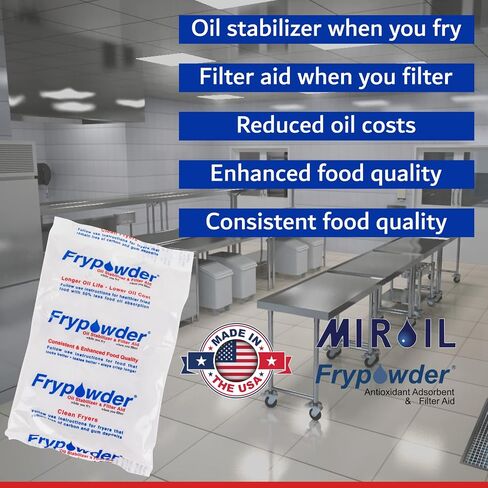 MirOil P32B Fry Powder Oil Stabilizer Filter Aid, 32 x Size B Portion Pack (240 ML Each), Deep Fryer Cooking Oil Saver, Removes Carbon Deposits in Saudi Arabia