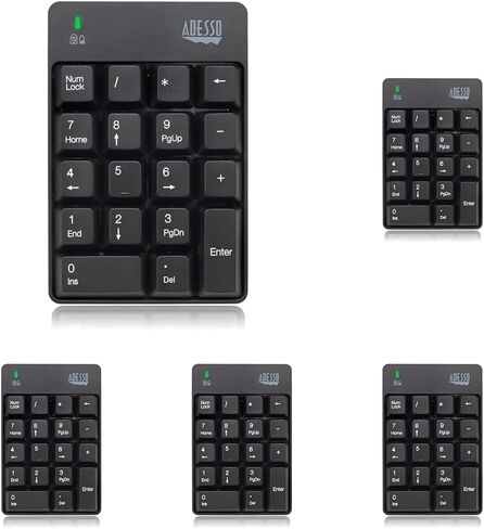 Adesso WKB-6010UB - Wireless Spill Resistant 18-Key Numeric Keypad, Black (Pack of 5) in Saudi Arabia
