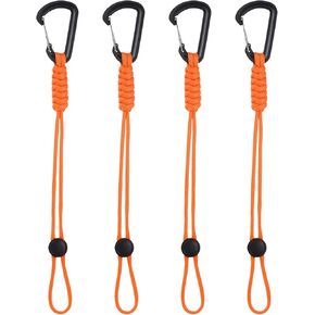 4-Pack Paracord Keychains with Clips, 10 Inch Braided Lanyard Strap D Ring Adjustable Buckle Backpack Accessories for Camping/Hiking/Fishing/Traveling/Outdoor [Orange]