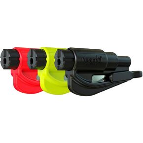 resqme Family Pack, The Original Emergency Keychain Car Escape Tool, 2-in-1 Seatbelt Cutter and Window Breaker, Made in USA, Black, Blue, Safety Yellow, 3 Count (Pack of 1)