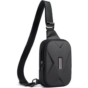 YaKuss Hard Shell Sling Bag, Anti-theft Crossbody Bag for Women Men Lightweight Shoulder Chest Casual Backpack for Travel Daily, Black