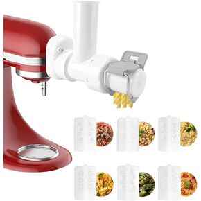 Gourmet Pasta Press Attachment for Kitchenaid Stand Mixer with 6 Different Shapes Outlet,Durable 6IN1 Pasta Extruder Kitchenaid for Spaghetti Bucatini Rigatoni Fusilli Large/Small Macaroni by POSKZLE