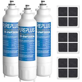 PUREPLUS LT800P NSF 53&42 Certified Replacement for LG ADQ73613401, Kenmore 469490, 9490, ADQ73613402, ADQ736134, LSXS26326S LMXC23746S, LT120F, Refrigerator Water and Air Filter Combo, 3Pack
