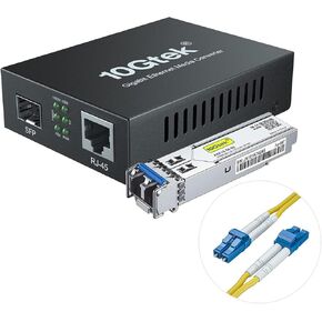 1 Pack of 1.25G Media Converter(kit #2) with a SFP Module and 1 Pack of OS2 LC to LC 30M Fiber Patch Cable