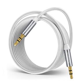 Aux Cord 6.6 FT ، 3.5 مم كابل نايلون نايلون مضفر 1/8 ذكر إلى كبلات صوت ستيريو مساعدة استريو للذكور للسيارة/المنزل ، والسماعات ، والهاتف الذكي ، ومكبر الصوت ، ومزيد من الصدى والمزيد