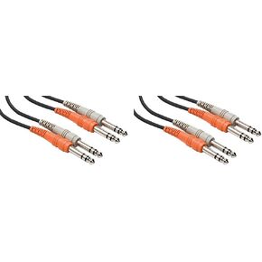 HOSA CSS-203 Dual 1/4" TRS to Dual 1/4" TRS Stereo Interconnect Cable, 3 Meters (Pack of 2)