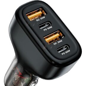 120W Fast Charging Car Charger 4-Port USB C Car Charger Adapter - Moblie Phone Adapter Power Inverter - Super Fast Charger for iPhone 16/15/14/13/12/11 Samsung Galaxy Black