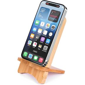 Wood Phone Stand, Desktop Wooden Phone Holder, Portable Phone Stand for Desk, Compatible with iPhone & All Cell Phones (Walnut Wood)