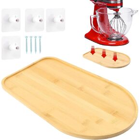 Bamboo Mixer Slider Mat Compatible with Kitchen-aid 4.5-5 Qt Stand Mixer, Kitchen Countertop Storage Accessories Mixer Moving Tray, Appliance Slider for Tilt Head Kitchen-aid(ood Color)