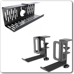 NODOCA No Drill Under Desk Cable Management Tray+Vertical Laptop Stand
