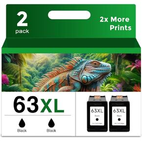 63XL Ink Cartridges Replacement for HP Ink 63 (2 Black) Fit for 3830 5255 5258 4650 Envy 4520 4512 Deskjet 3632 1112 3637 3630 Printers BK
