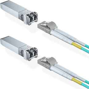 2 Pack 10G SFP+ SR Transceivers with 1m OM3 LC to LC Fiber Patch Cable, SFP+ to LC Multimode Module Compatible for Cisco SFP-10G-SR