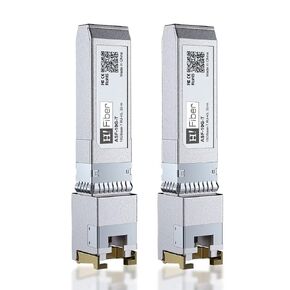 H!Fiber 2 Pack 10Gb SFP+ to RJ45 Module, 10Gbase-T Ethernet SFP+ Copper Transceiver Support 10G/5G/2.5G/1.25G, Compatible with Dell GP-10GSFP-T, TP-Link TL-SM5310-T, Ubiquiti, Unifi, Cat6a/Cat7,30m