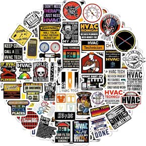 BulbaCraft 100Pcs HVAC Stickers and Decals for Hard Hat — Gifts for HVAC Technicians, Environmental Control Systems Presents for Men, Gifts for Women & Men