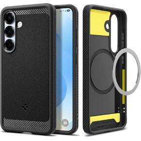 Spigen Rugged Armor MagFit Designed for Galaxy S25 Ultra Case [Fast Wireless Charging/Magnet for Galaxy] (2025) - Matte Black