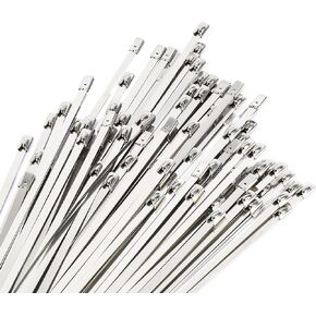 Metal Zip Ties 5.91 inch Long 100pcs 304 Stainless Steel Heavy Duty Self-locking Cable Ties Suitable for Machinery, Vehicles, Farms, Pipes, Roofs and Cables