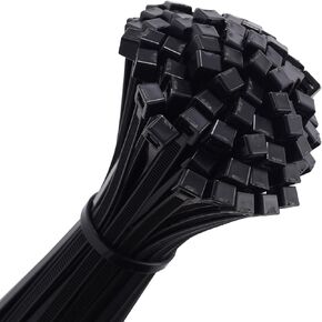 14 inch Black Zip Ties, 100 Pack, 50 LBS Tensile Strength, UV Resistant, Multi-Purpose Self-Locking Nylon Cable Ties for Indoor and Outdoor