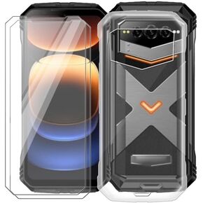 Phone Case for Doogee V Max Plus (6.58"), with 2 x Tempered Glass Screen Protector, Ultra-Thin Clear Soft TPU Bumper Anti-Scratch Shock-Proof Case for Doogee V Max Plus - Clear