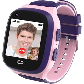 Kids Watch with GPS Tracker 4G Cell Phone Watch for Girls 6-12 Kids Smart Watches Girls GPS SOS Call Voice Chat Touch Screen Camera Alarm Clock Girl Gifts Toys for Ages 5-7(Pink)