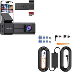 Dash Cam WiFi 2.5K Dashcam, E-YEEGER Front Dash Camera for Cars, Mini Dashcams with App, Night Vision, G-Sensor, Loop Recording, 24H Parking Mode with 11.5ft Type-C Dash Cam Hardwire Kit (V5F)