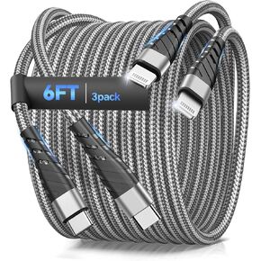 USB C to USB C Cable,100W 2Pack Nylon Braided Type C Charger Cable,USBC Charger Cord Compatible with iPhone 16/16 Plus/16 Pro Max/15/15 Plus/15 Pro Max,MaoBook,Samsumg S24/S24,10FT Pink in Kuwait