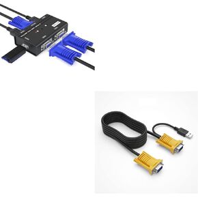 MT-VIKI 2 Port KVM Switch VGA + 10ft 2-in1 USB VGA KVM Cable