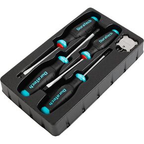 DURATECH 8-Piece Magnetic Screwdriver Set, 3 Phillips and 4 Slotted Tip S2 Alloy Steel Screwdriver Set, 1 pc Magnetizer Demagnetizer, Storage Tray Included