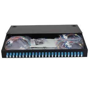 Xunsomten-24 Duplex Single Mode 48 Port LC Rack Mount Enclosure Box + Splice Trays Fiber Cables LC-UPC Kit, 48 Core LGX Patch Panel Box fits for 19" Racks Cabinet (Include Pigtail & Couplers)