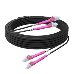 OM4 LC to LC Outdoor Fiber Optic Patch Cable 30M/99FT, Duplex Multimode Armored Fiber Optic Cable, 40G/100G Direct Burial Industrial TPU 50/125μm LC Jumper Fiber Patch Cable, OD-5mm