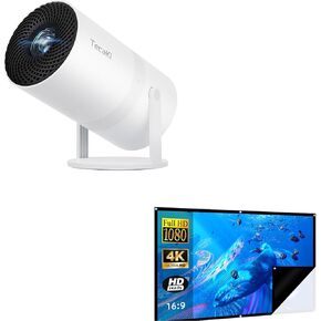 Mini Portable Projector 1080P FHD Supported + 100-Inch Projector Screen Bundle