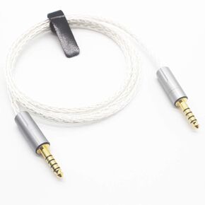 Youkamoo 4.4mm Male to Male Balanced 5 Pole 8 Core Silver Plated Headphone Adapters Cable Silver Plated Aux Cable 1m