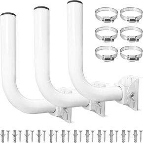 Universal Wireless Bridge Bracket Mount, 3 Pack J Pole Mounts, Adjustable Pole and Wall-Mounted Mount for Outdoor Point to Point AP Access Point Client CPE, Outside TV Antenna