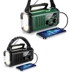 10000mAh Crank Radio, Emergency Radio, Solar Radio, NOAA/AM/FM Weather Radio, USB Type-C Charging,Dynamo Radio,Polymer Battery,Torch & LED Reading Light, SOS Alarm,Compass for Camping