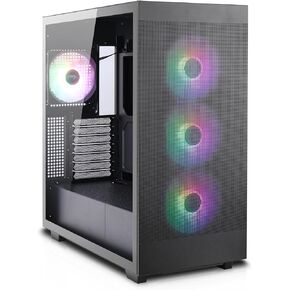 Rosewill Helium Flow Black Mid Tower Computer Gaming Case, Mesh Panel, ATX, Tool-Less, High-Airflow, 1x 120mm PWM Fan