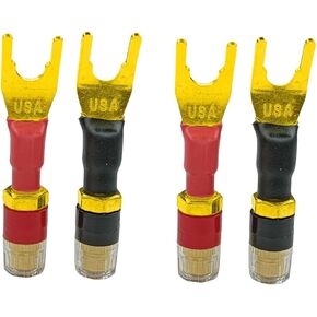 Spades Fork Plug to Twist Binding Post Banana Female Jack Socket Y Plug Terminal for Speaker, Amplifier, Instrument, Power Supply - 4 Pack