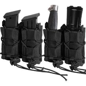 2-Pack Pistol Double Magazine Holster 9MM Molle Pistol Mag Pouch Fits 9mm 40 45 380 Calibers Glock 1911 M&P S&W Wear Resistant