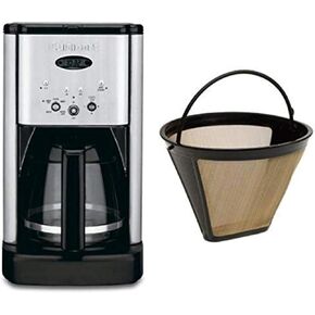 Cuisinart DCC-1200 Brew Central 12-Cup Programmable Coffeemaker, Brushed Chrome, and Filter Bundle