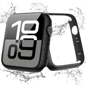 [2 Pack] JULK Waterproof Case for Apple Watch 10 (2024) 46mm with Tempered Glass Screen Protector, Slim Guard Bumper with HD Glass, Hard PC Protective Cover for iWatch Series 10 46mm, Black