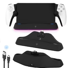 Charging Dock for PS Portal, [Case Friendly] Charging Stand for PlayStation Portal with ON/Off RGB Light Mode and USB C Cable, Easy-to-Plug Wide Magnetic Connector Charging Dock for PS5 Portal