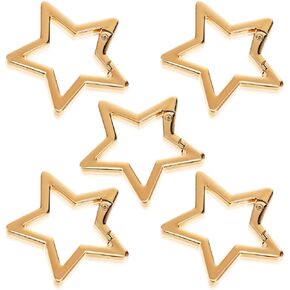 5Pcs Silver Star Shaped Keychain Clip, Heavy Duty Snap Hook Holder for Keys, Zinc Alloy Star Carabiner Metal Key Ring Clip for Camping Hiking Fishing