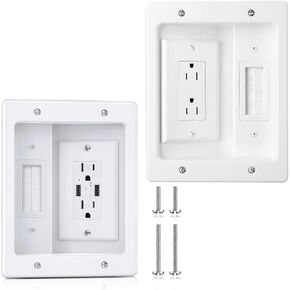 ZEXMTE in Wall Cable Management Kit with AC Outlets & USB Ports