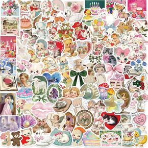 100 PCS Vintage Aesthetic Stickers Coquette Sticker Pack Retro Themed Stickers Cute Vintage Journaling Scrapbooking Stickers Pack for Adult