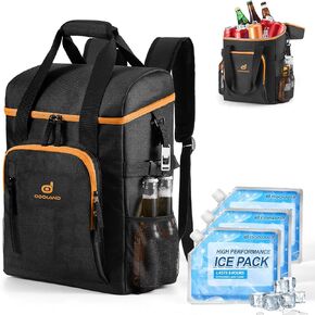 Odoland 30 Cans Small Cooler with 3 Ice Packs Portable Ice Chest Soft Coolers for Beach Camping Travel and Picnic