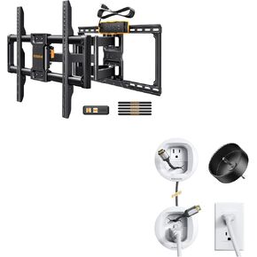 Perlegear Full Motion TV Wall Mount for 42-90 Inch TV & Perlegear Cord Hider for Wall Mounted TV