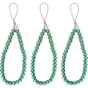 uxcell 3Pcs Bling Crystal Lanyard, 18mm(0.7") Phone Wrist Strap Glitters Crystal Beads Lanyard Keychain Office Neck Strap for Women ID Card, Keys Strap (Purple)