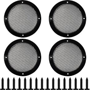 2pcs 6.5 "أغطية شواية مكبر صوت أسود ، حماة حارس شبكية معدنية ، مصبغة زخرفية عالمية مع إطار بلاستيكي ABS لسيارة مكبر الصوت DIY صوت مكبر صوت مكبر الصوت