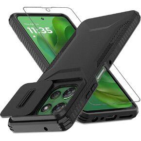 for Motorola Moto G Power 5G 2025 Case with 1 HD Screen Protector & Slide Camera Cover [Military-Grade] Phone Case Heavy Duty Rugged Shockproof Protective Cover for Moto G Power 5G 2025(Red)