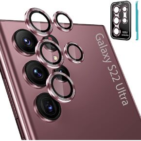 Tensea [3+2pcs لـ Samsung Galaxy S22 Ultra Camera Lens Protector ، 9H Clox Cover Cover Cover Protector Metal Fresal Ring For S22 Ultra 5G 2022 [Responation Tray]