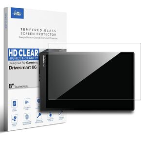 Premium Tempered Glass Screen Protector for Garmin Drivesmart 86 GPS Navigator 8 Inch Touchscreen Anti Finger Print (HD Clear)